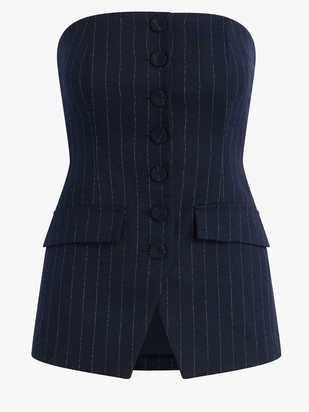 Favorite Daughter Phoebe Bustier in Navy Pinstripe